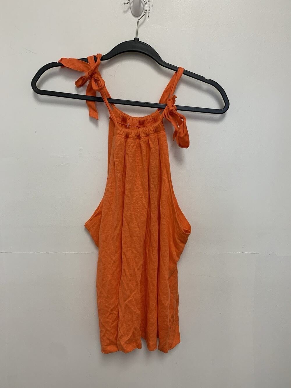 J Crew Bow-Tie Linen Tank Top Swingy Adjustable High Neck Size Medium